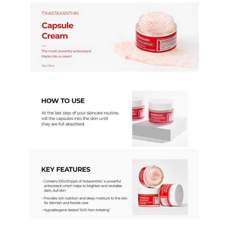 DR MELAXIN TX ASTAXANTHIN ANTI DARK SPOT & BRIGHT CAPSULE CREAM 50GM