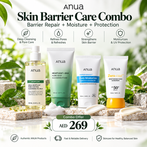 ANUA Skin Barrier Care Combo with Mild Cleansing Oil, Quercetinol Foam, Barrier Reboot Moisturizer, Zero-Cast SPF 50+, AED 269