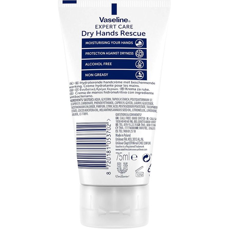 VASELINE DRY HANDS RESCUE CREAM 75ML